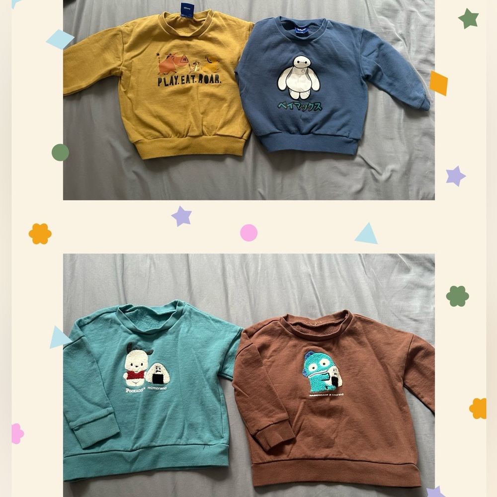 Set for only $25 all NWOT Japanese Kids Graphic Sweatshirt Sanrio/Disney